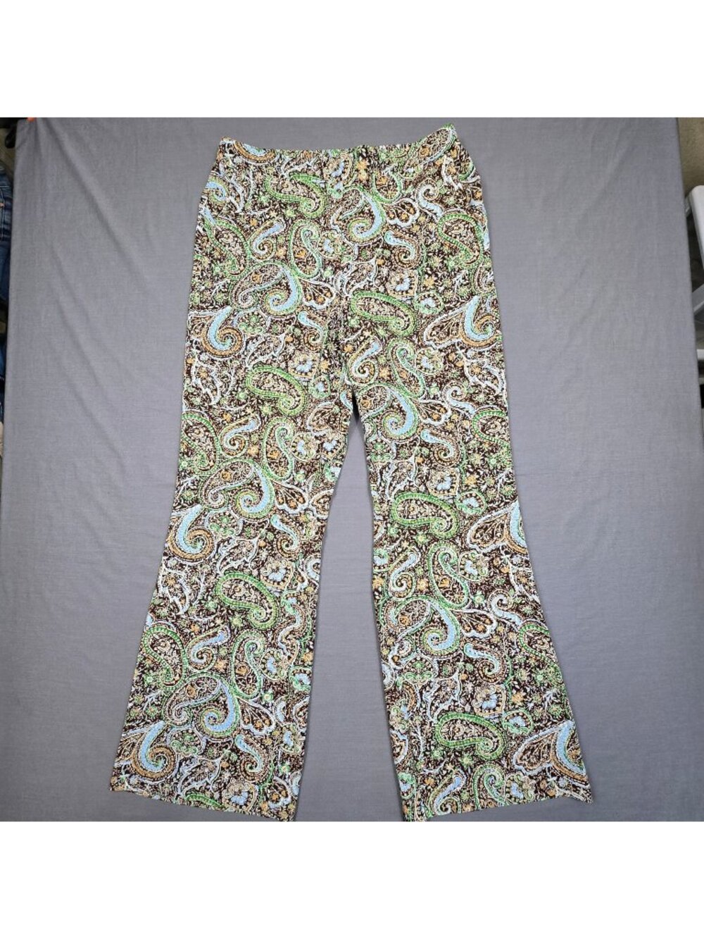 C Est. 1946 Womens Large Palazzo Pants Paisley Elastic Waist Boho Stretch